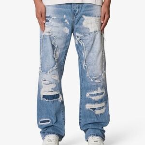 Mnml Ultra Baggy Better Repaired Denim Size 34 Cotton Patched Deconstructed